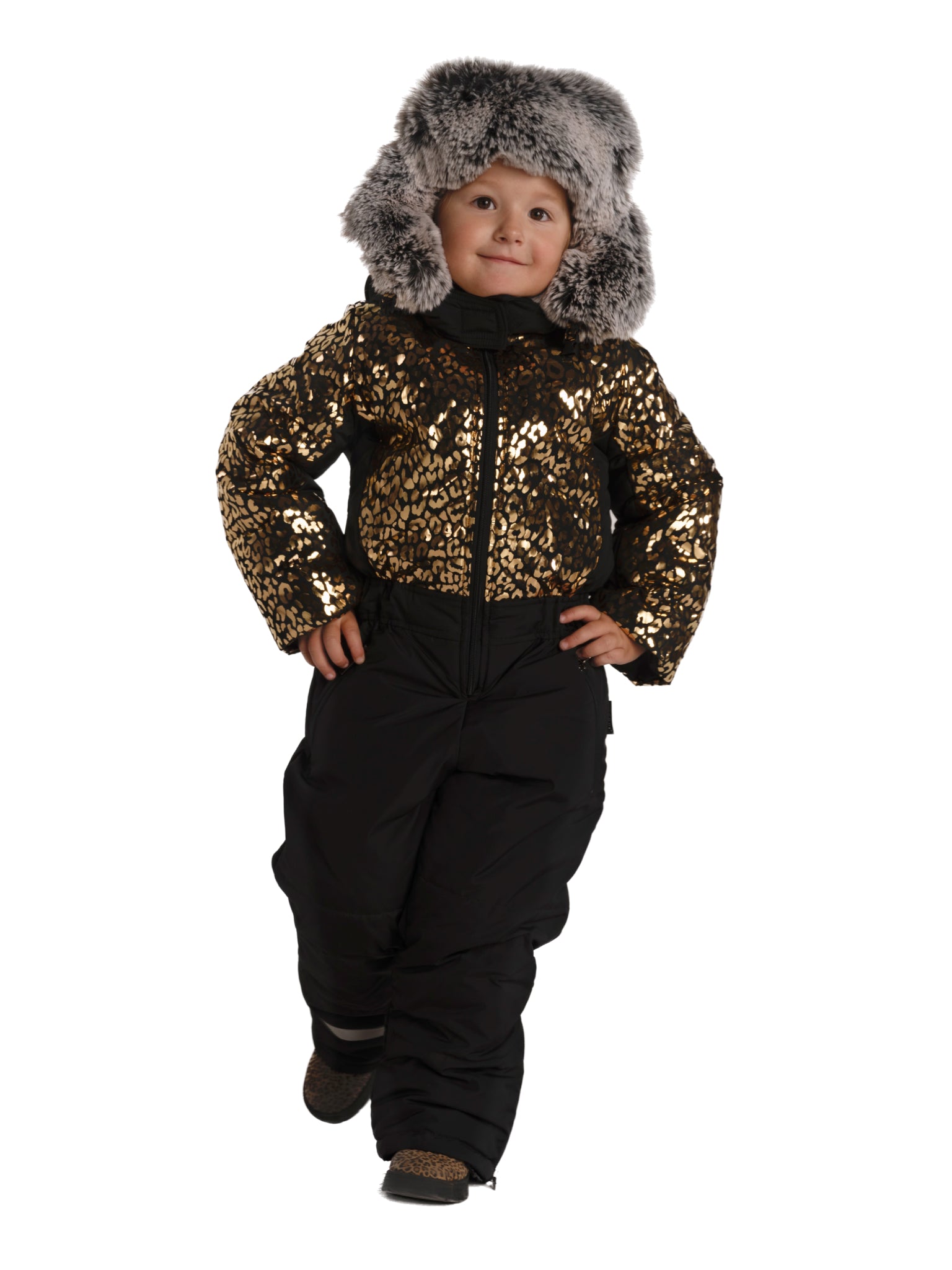 Stylish children’s ski overall with unique Pilguni prints, built for freedom of movement